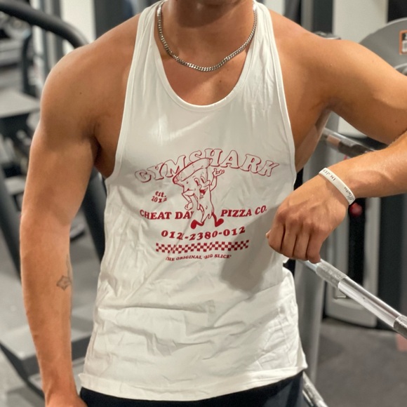GYMSHARK TANK TOP SHIRT PIZZA COMPANY CHEAT DAY 2012 THE ORIGINAL BIG SLICE JOCK - Picture 6 of 16